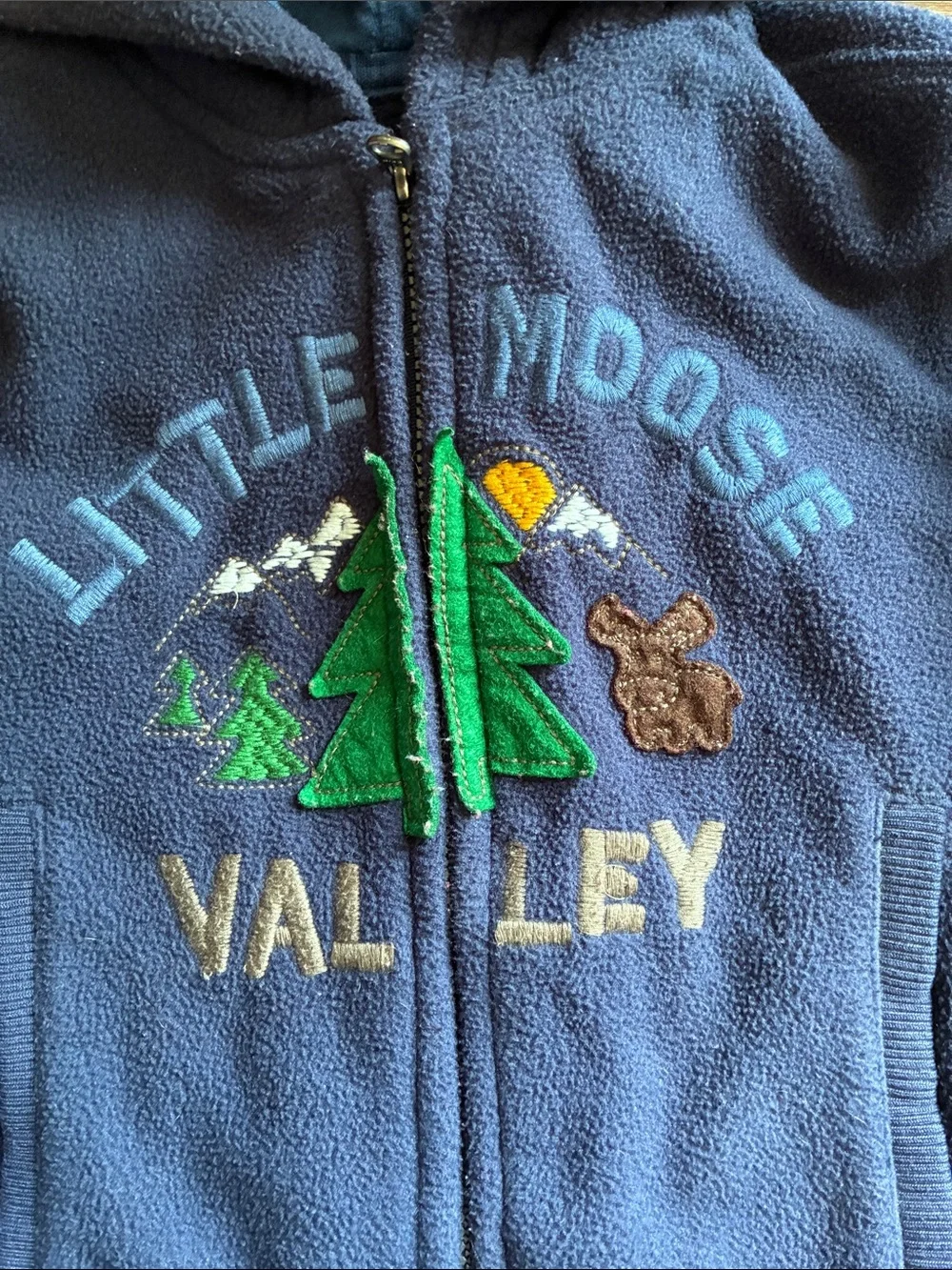 Oshkosh EUC Little Moose Valley Navy Hooded Zip-Up Jacket 2T